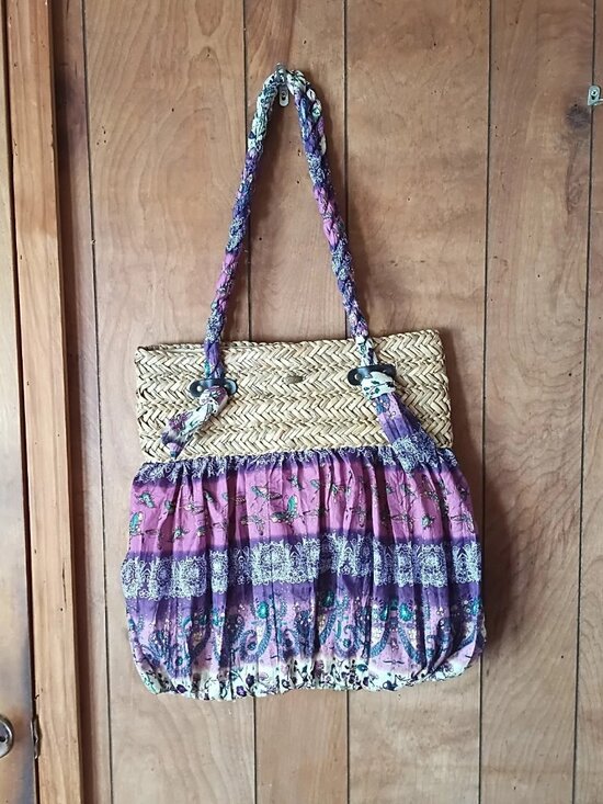 Cappelli Straworld straw tote beach bag dragonfly print boho summer purse - Picture 2 of 7